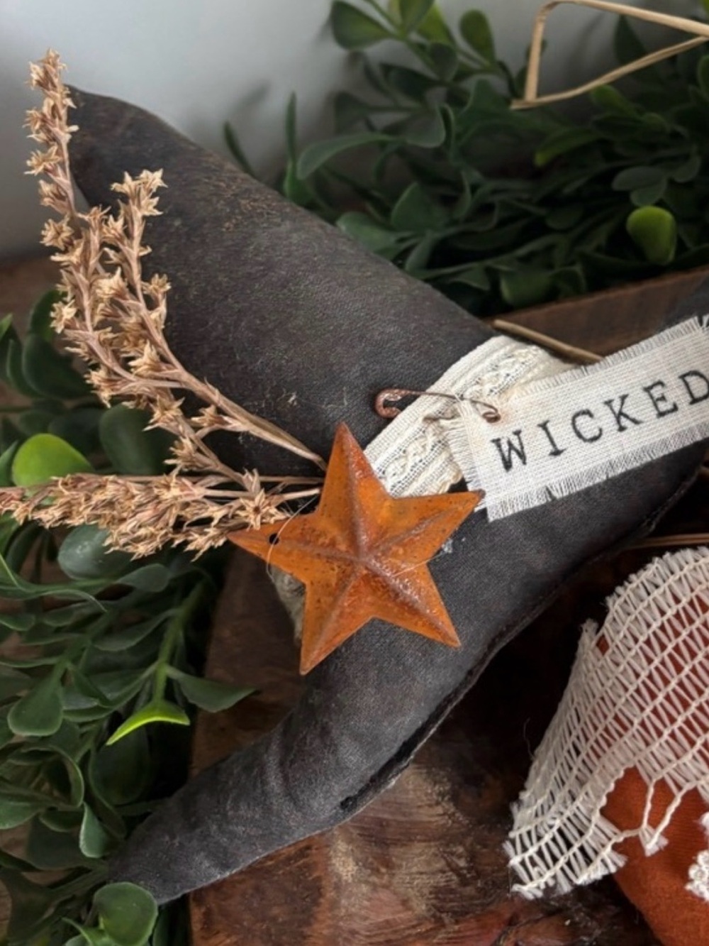 Grunge Wicked Black WitchHat Handmade Accent w/Star NEW ITEM Final Sale - Picture 4 of 4